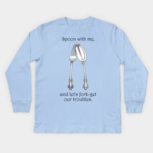 Utensil Amour: Victorian Cutlery Wordplay Kids Long Sleeve T-Shirt